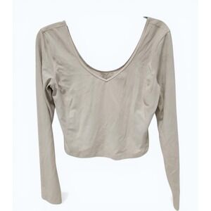 Lululemon Align Long Sleeve Crop Top Womens 8 Beige Scoop Neck Yoga Stretch